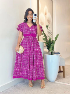 103 - Vestido Bordado | Manga Dupla - loja online