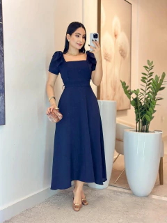 100 - Vestido Linhão | Laço na manga - Boa Forma Atacado