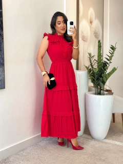 104 - Vestido Viscolinho | Detalhe na gola - loja online