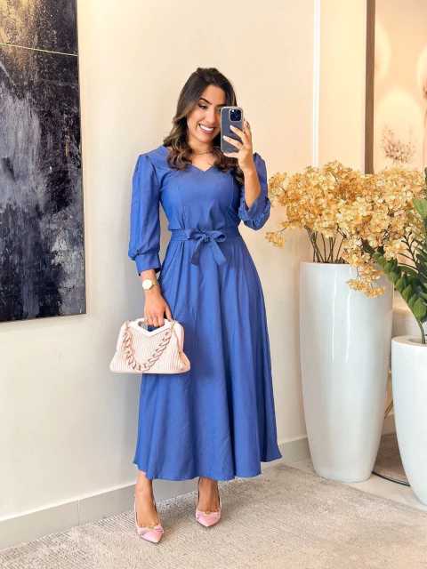 130 - Vestido Jeans Delicado - comprar online