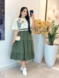 023 - Conjunto saia algodão | flare