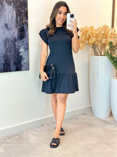 Imagem do 012 - Vestido Canelado | manga babadinho