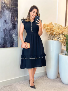 114 - Vestido babado duplo | com botões - loja online