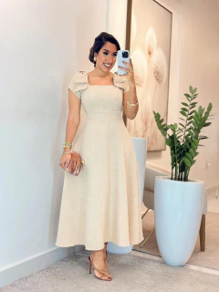 100 - Vestido Linhão | Laço na manga - loja online