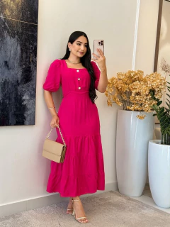 070 - Vestido Viscolinho | botões - Boa Forma Atacado