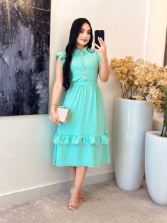 114 - Vestido babado duplo | com botões - Boa Forma Atacado