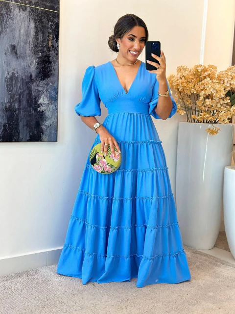 026 - Vestido Camadas | gola V - comprar online