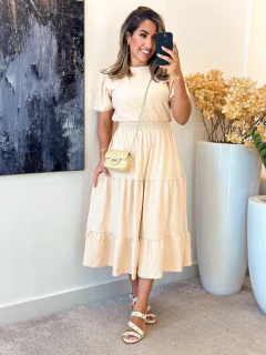 036 - Conjunto saia algodão | Manga Bordada na internet