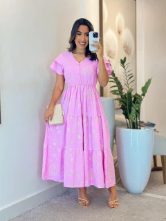 103 - Vestido Bordado | Manga Dupla - comprar online