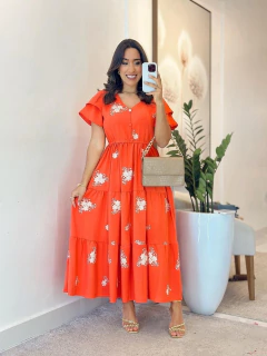 103 - Vestido Bordado | Manga Dupla