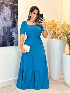 001 - Vestido Crepinho | Gola quadrada na internet