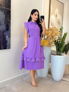 114 - Vestido babado duplo | com botões - comprar online