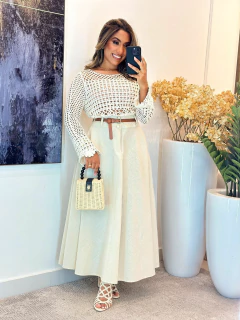 035 - Saia evasê | três botões - Boa Forma Atacado