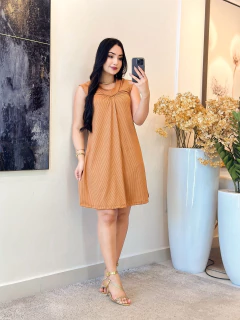 013 - Vestido Canelado | gola V - comprar online