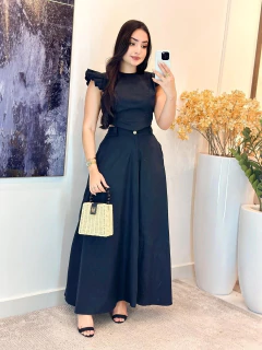 158 - Conjunto saia linho | manga babado na internet