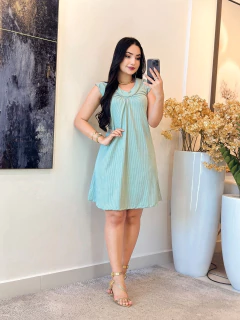 013 - Vestido Canelado | gola V - loja online