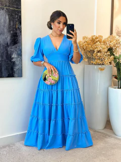 026 - Vestido Camadas | gola V na internet