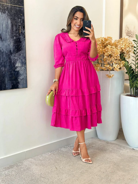 032 - Vestido Babado | com botões - comprar online