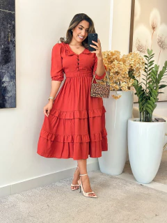 032 - Vestido Babado | com botões - loja online