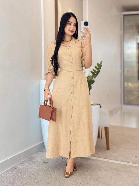 115 - Vestido Viscolinho | com botões - comprar online