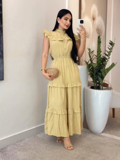 104 - Vestido Viscolinho | Detalhe na gola - comprar online