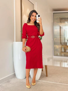 106 - Vestido linho | Gola Quadrada na internet