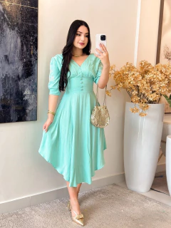 154 - Vestido Viscolinho | manga bordada