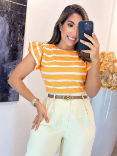 149 - Blusa Canelada | Manga babado - Boa Forma Atacado