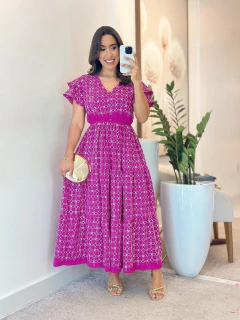 103 - Vestido Bordado | Manga Dupla - Boa Forma Atacado