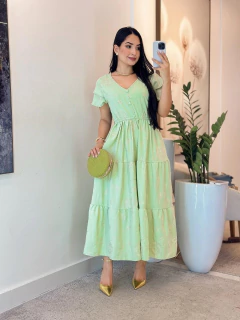 103 - Vestido Bordado | Manga Dupla