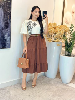 023 - Conjunto saia algodão | flare - Boa Forma Atacado