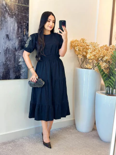 036 - Conjunto saia algodão | Manga Bordada