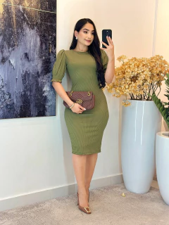 006 - Vestido Canelado | Manga Princesa