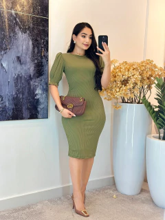 Imagem do 006 - Vestido Canelado | Manga Princesa