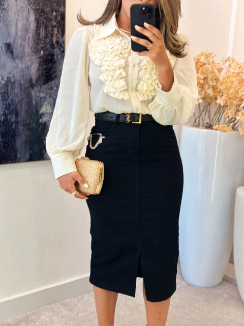 122 - Saia Jeans | detalhe fenda - comprar online