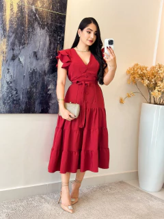 153 - Vestido linho | Manga Dupla - Boa Forma Atacado