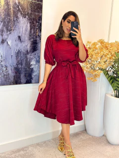 127 - Vestido linho | gola redonda - loja online