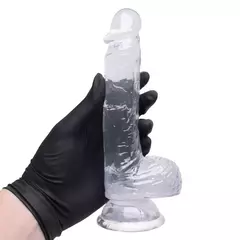 Dildo com saco e ventosa 20,5x3,8 cm transparente - comprar online
