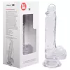 Dildo com saco e ventosa 20,5x3,8 cm transparente