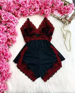 Baby doll luxo preto com vermelho na internet