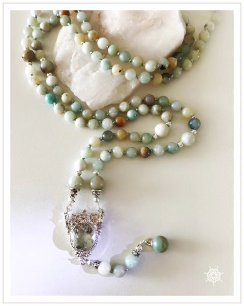 MAXI COLAR PRASIOLITA & AMAZONITA ANDINA