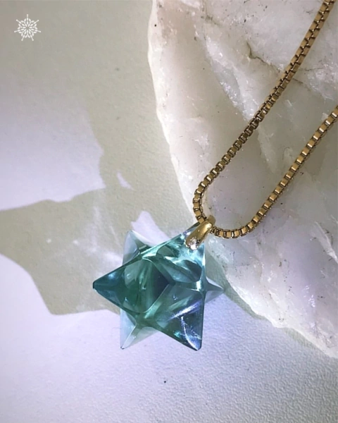 MERKABAH FLUORITA BICOLOR | Ouro 18k
