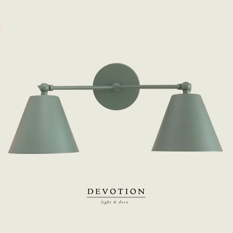 Aplique de pared de 2 luces verde inglés con pantalla Classic