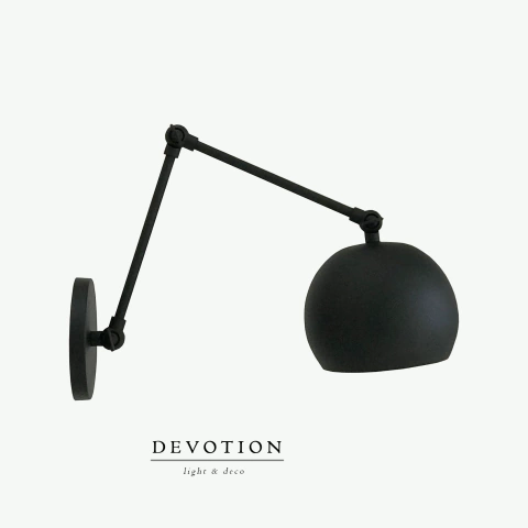 Aplique de pared negro texturado con múltiples movimientos verticales en 3 sectores y pantalla media esfera - comprar online