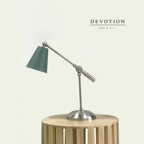 Velador para mesa de luz platil pantalla verde y contrapeso - comprar online