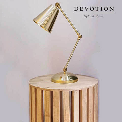 Velador para mesa de luz dorado mate con movimientos