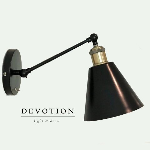 Velador de pared Negro con Dorado con interruptor de encendido y multiples movimientos.