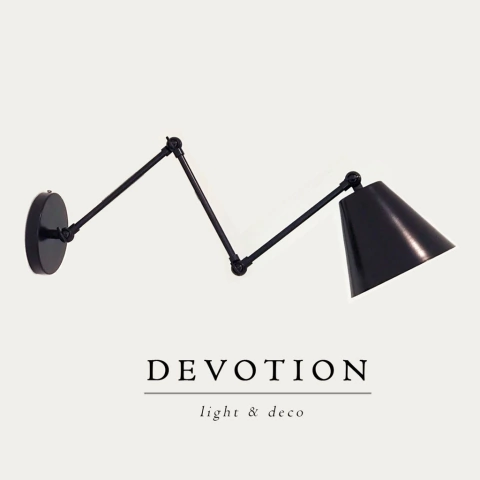 Aplique de pared negro con múltiples movimientos verticales en 4 sectores