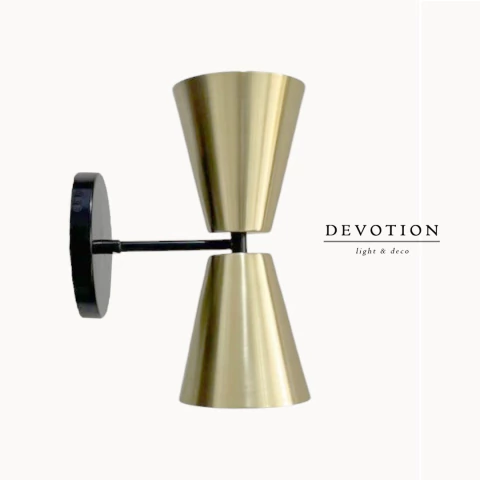 Aplique de pared bidireccional de dos luces Dorado con negro - comprar online