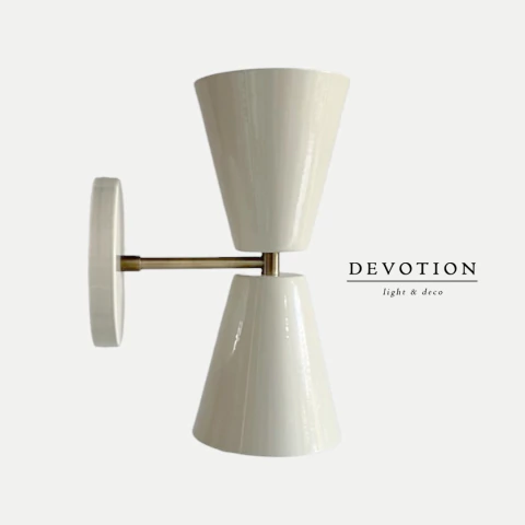 Aplique de pared bidireccional de dos luces Greige con dorado viejo - comprar online